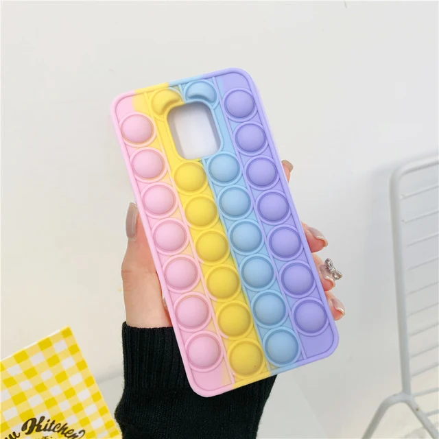 For Redmi Note 9 Pro 9S 7 8 Pro Push Pop Bubble Fidget Toy Soft Case for Redmi 9 9T 9C 9A Mi Poco X3 M3 Sensory Stress Reliver Redmi Note 9S