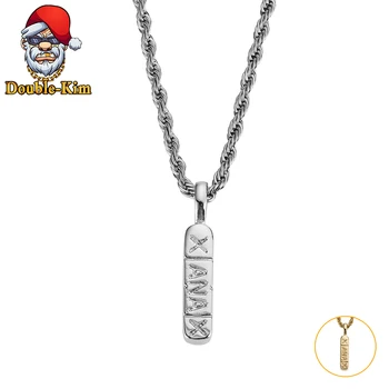

XANAX Pendant Necklace Men Hip-Hop Rock Street Culture Titanium Stainless Steel Gold Silver Chain Necklace Fashion Man Jewelry