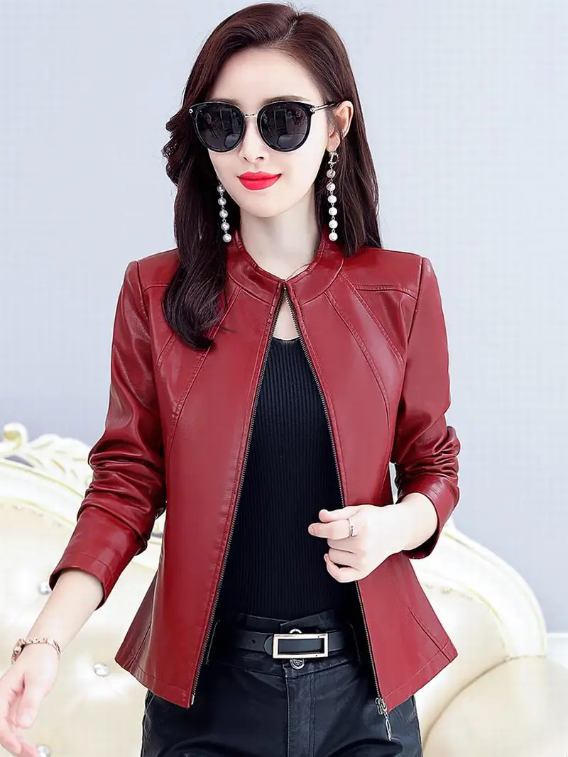 2020 Genuine Leather Motocycle Jacket Women Real