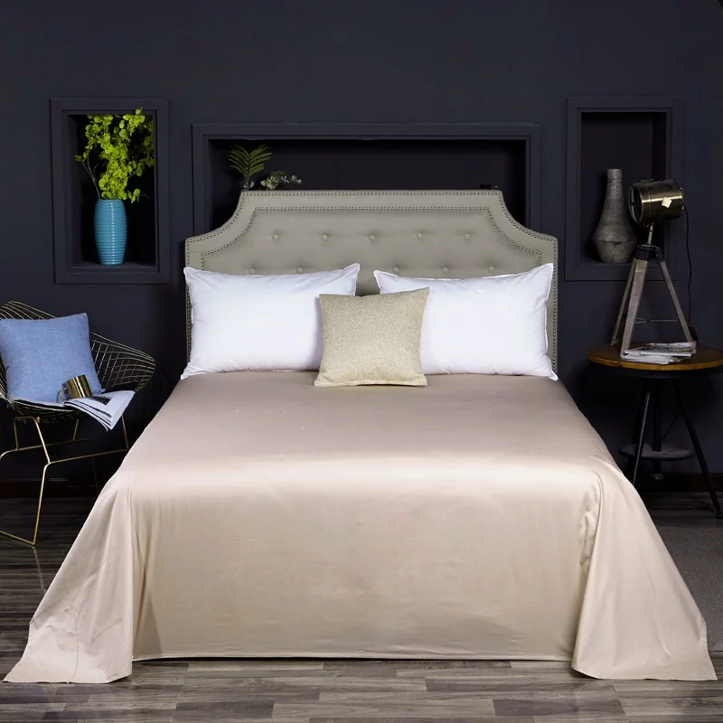 Color 04 20 Solid Colors Egyptian Cotton Bed Sheet Satin Bedspread Long Staple Cotton Mattress Cover White Purple Yellow Bedlinen - Color: Color 04