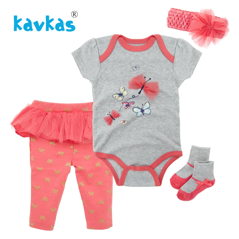 TZ6097 Kavkas/хлопковая одежда для сна для маленьких девочек и мальчиков наряды с халатом платье для новорожденной пижамы комплект Топ, носки, штаны повязка на голову, 4 шт., детские халаты - Цвет: TZ6097