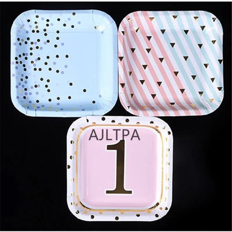 

50set/lot Disposable Cake Cake Paper Plates Cutlery Tray Cake Dish Paper Plate Tableware Baby Shower Party Supplies CT0404