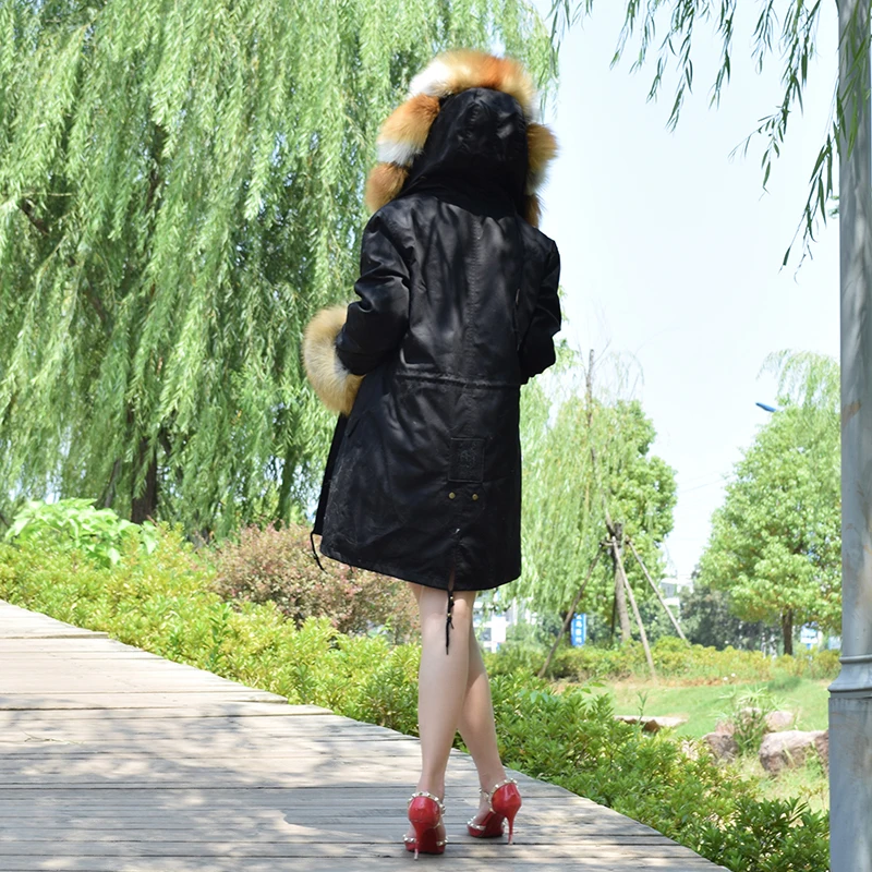 Tatyana furclub новое пальто из натурального меха для женщин, модная верхняя одежда, зимняя парка с воротником из натурального Лисьего меха, толстые теплые куртки, повседневные пальто