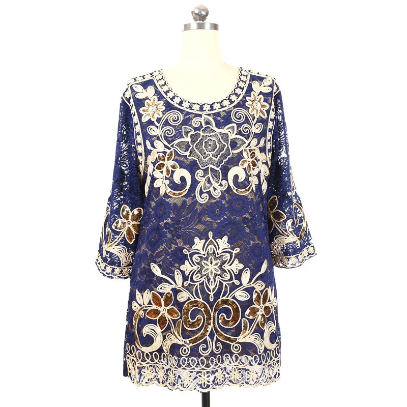 

Ozhouzhan Spring Summer Large Size Top Grade Exquisite Embroidered Disk Flowers Short Sleeve Formal Dress Dinner Sequins Dress C