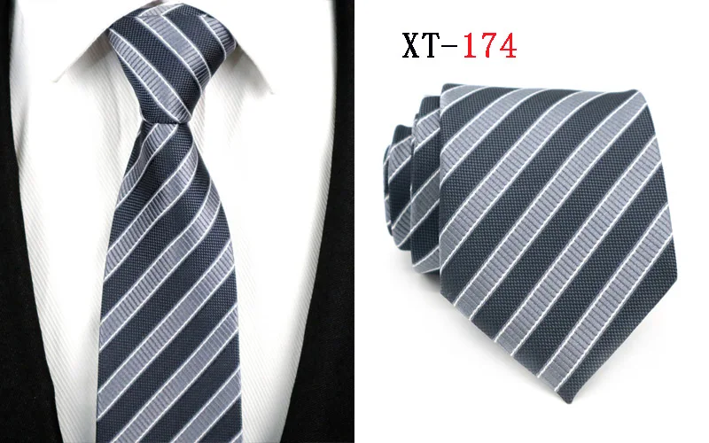 XT158-182 Новые однотонные в полоску Gravata галстук 100% шелк Галстуки 2018 corbatas 8 см для мужские Бизнес Свадебная вечеринка черный желтый