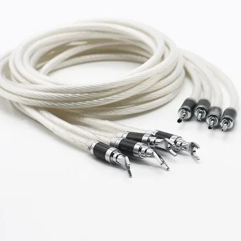 

5NOCC Silver Plated HIFI SPeaker cable, banana to spade plug Speaker Wire for Audiophiles and HiFi Systems
