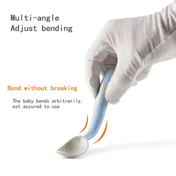 

2020 Baby Training Twist Spoon TPE Soft Head Children's Cutlery Set 260° rotation is more convenient With Storage Box