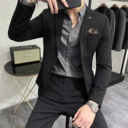 OIMG Suit suit male British casual suit Korean style self-cultivation single row two button suit two-piece business suit