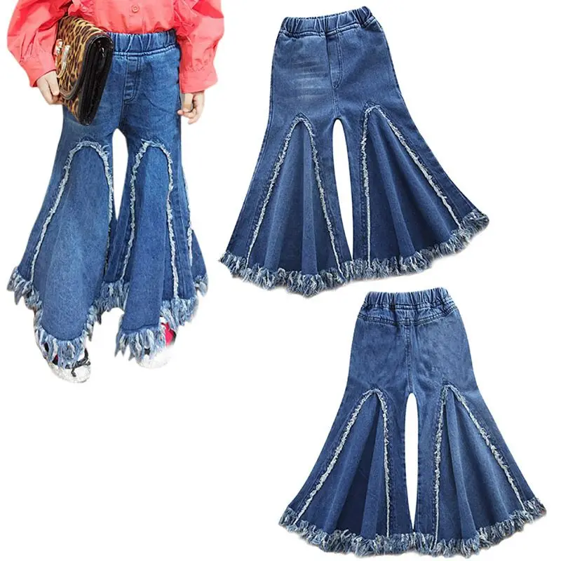 

2020 Baby girl boy clothes girls pants cowboy models Europe and the United States tide Fan girls tassel bell pants