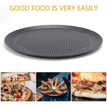 

27/34/40cm Pizza Baking Pan Carbon Steel Non-stick Pizza Baking Pan Mesh Tray Plate Bakeware Baking Tool Kitchen accessories