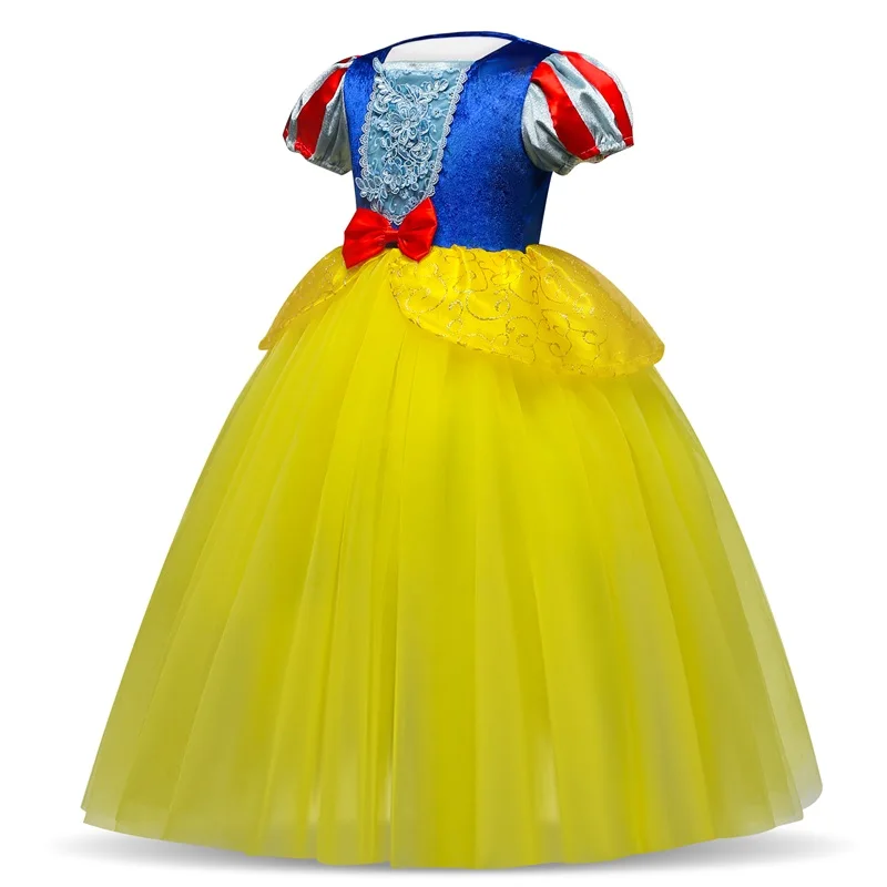 Платье Белоснежки для детей; костюм принцессы для девочек; нарядная одежда Снежной Королевы; вечерние костюмы на Хэллоуин; платье для девочек 5-12 лет