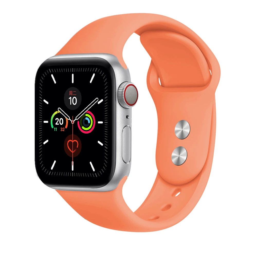 Papaya Спортивный силиконовый ремешок для apple iwatch серии 5/4/3/2/1, сменный ремешок для наручных часов, ремешок для apple watch 42mm 44 мм, 38 мм, 40 мм - Цвет ремешка: Papaya