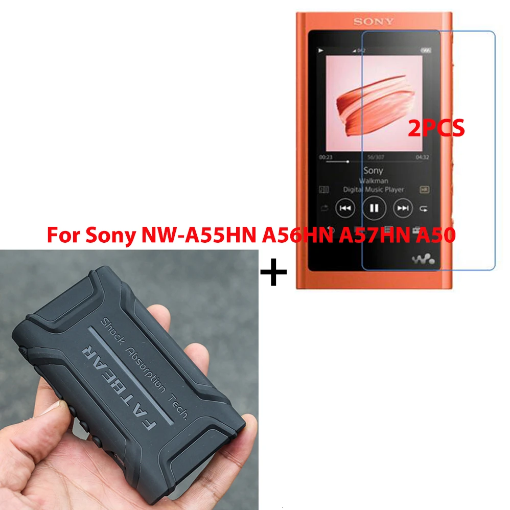 2 упаковки для sony Walkman NW-A55HN A56HN A57HN A50 A55 A56 A57 MP3-плеер защитная пленка и противоударный мягкий силиконовый чехол