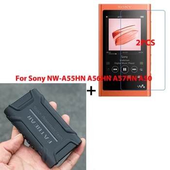 

2Pack For Sony Walkman NW-A55HN A56HN A57HN A50 A55 A56 A57 MP3 Player Screen Protector Film and Anti-knock Soft Silicone Case