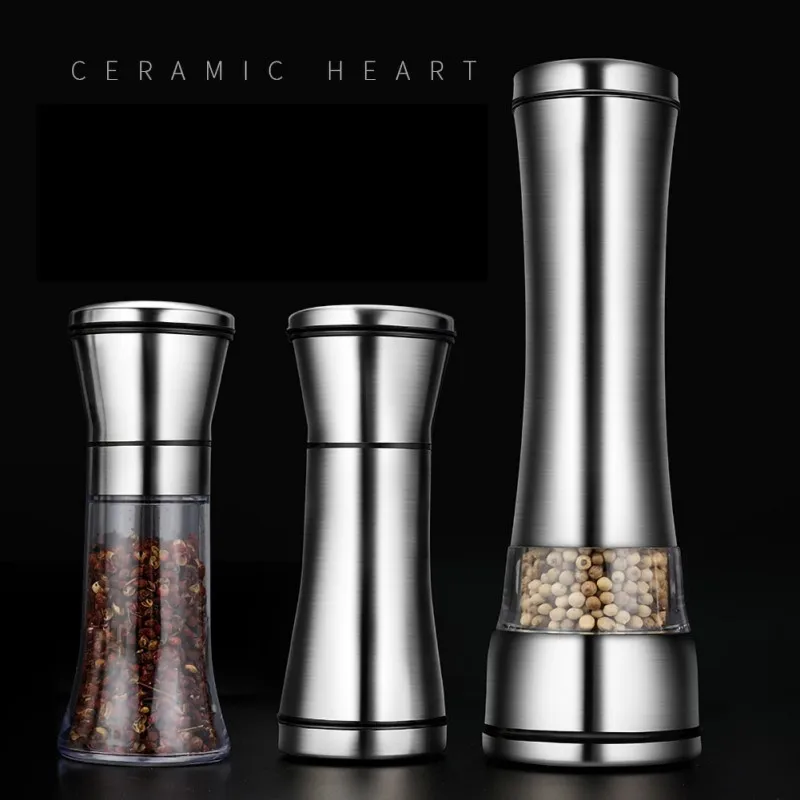 New High-quality Kitchenware Stainless Steel Manual Salt And Pepper Shakers Herb Mill Pepper Grinder Ceramic Mill
