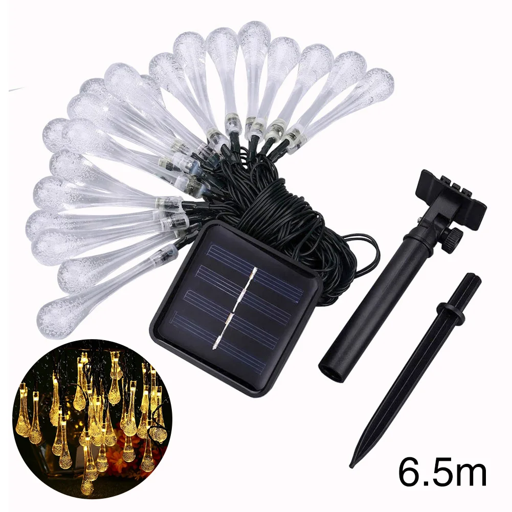 LED Water Drop Atmosphere String Light Outdoor Garden Decoration Solar Powered Lawn Holiday Fairy Home Wedding Party Colorful