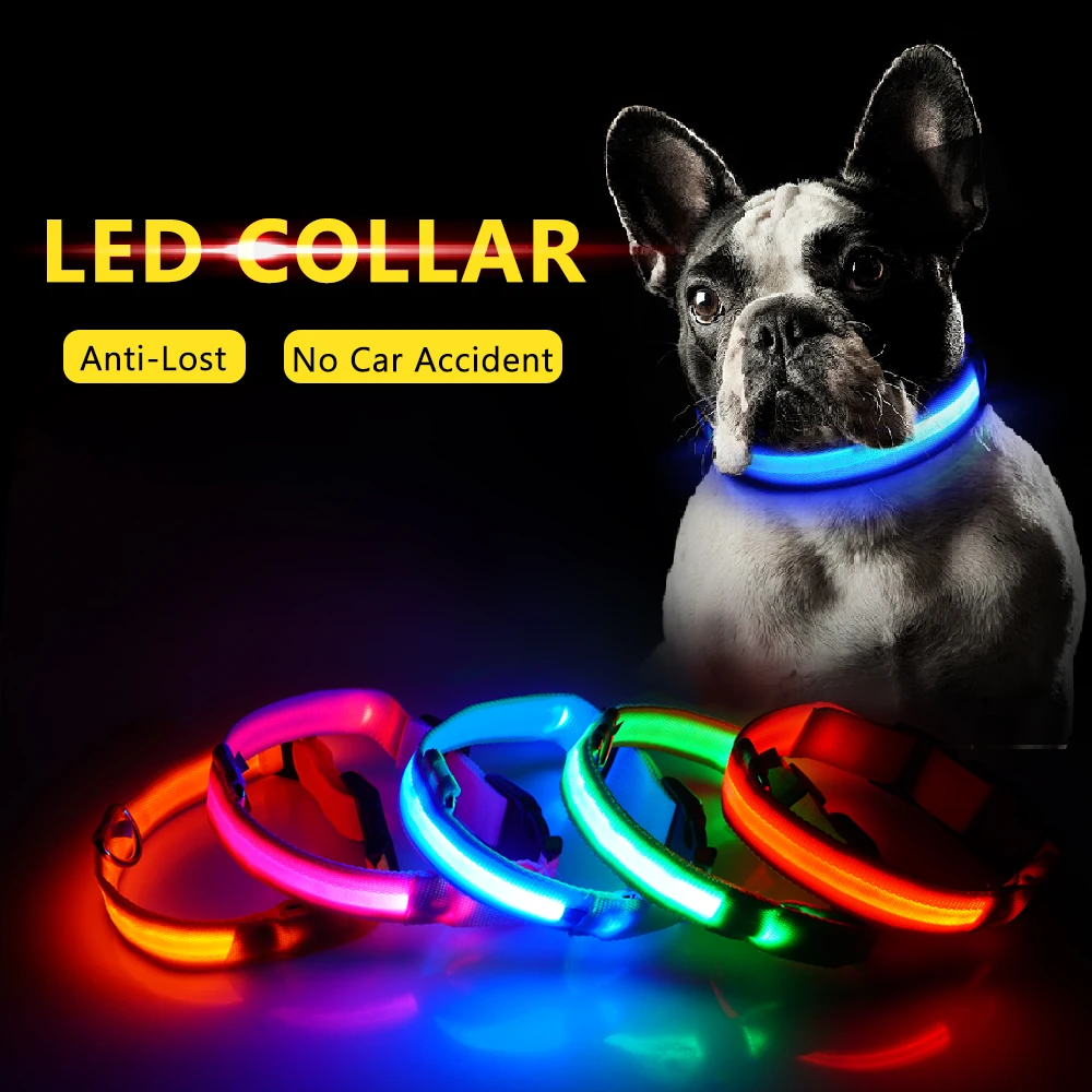 

USB Charging Led Dog Collar Anti-Lost/Avoid Car Accident Collar For Dogs Puppies Dog Collars Leads LED Supplies Pet Products