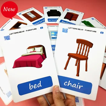 

18pcs Furniture Flash Cards For Kids English Learning Card Baby Early Educational Toy Kindergarten English Teacher Teaching Aids