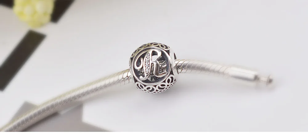 PDB ZZ 56 925 Sterling Silver Bracelet Charm Bracelet 925 silver 26 letters original Charm Beads