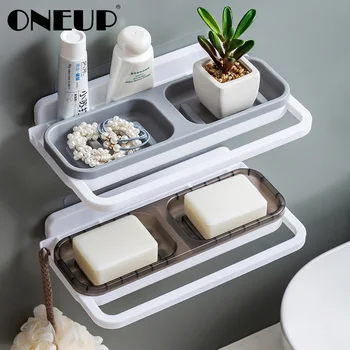 

ONEUP Portable Soap Dishes For Bathroom Storage Box Towel Rack Drainage Soap Holder Bathroom Accessories Household Utilities
