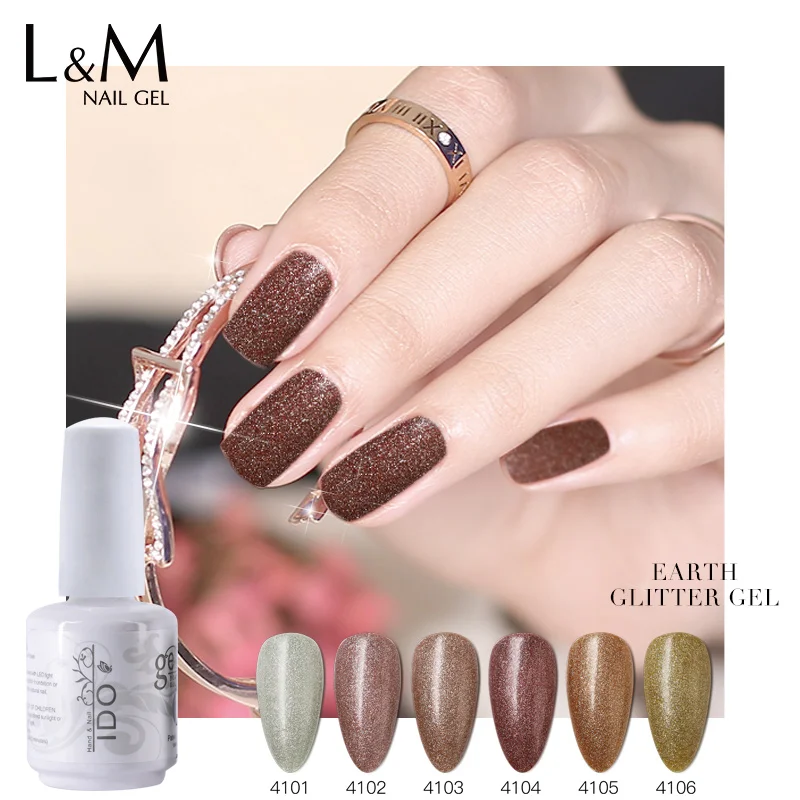 

12pcs/set 15ML IDO Earth Glitter Gel Series Nails Gel Polish UV Soak Off LED 2-steps -color (base + earth color ) easy to make