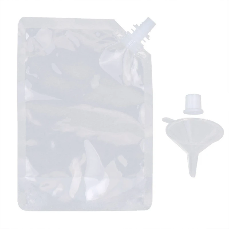 10pcs Disposable Juice Coffee Wine Liquid Bag Seal Drink Bag Transparent Drink Pouches With Oblique Funnel Party Tableware