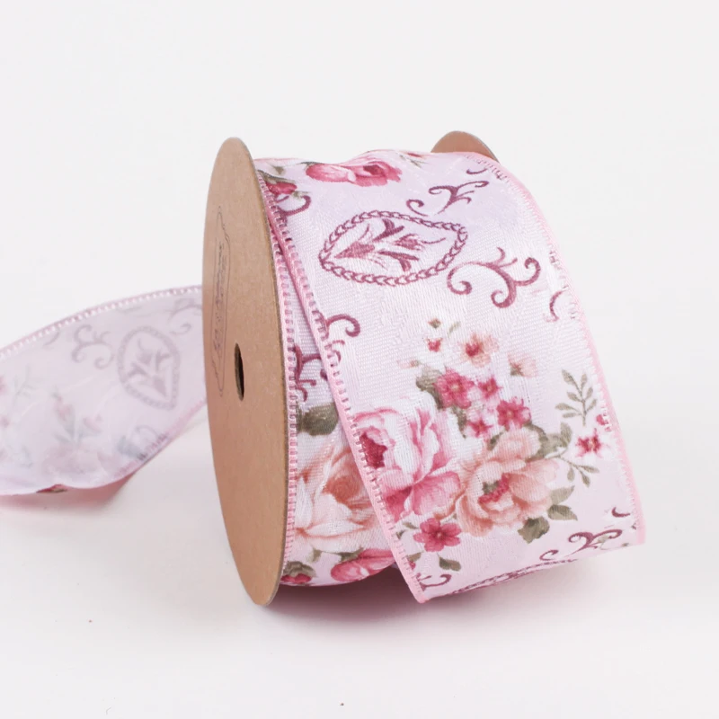Floral Print Ribbon For Gift Cake Flower Packing Wedding Christmas Party Decoration Ribbon DIY Accessories 10 Yrds/roll