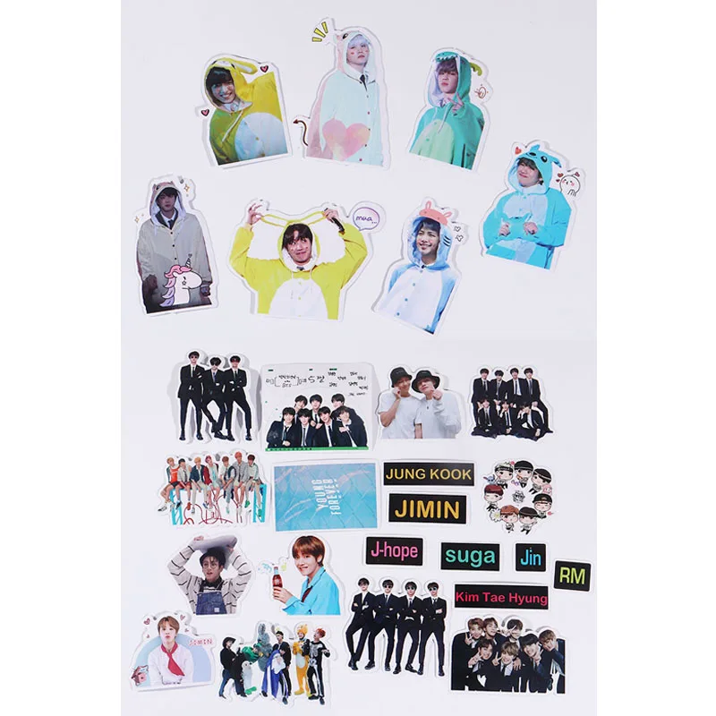 36Pieces Kpop Bangtan наклейки для мальчиков дневник календарь альбом Скрапбукинг хлопья наклейки руководство украшения канцелярские принадлежности веер подарки - Цвет: 36Pieces