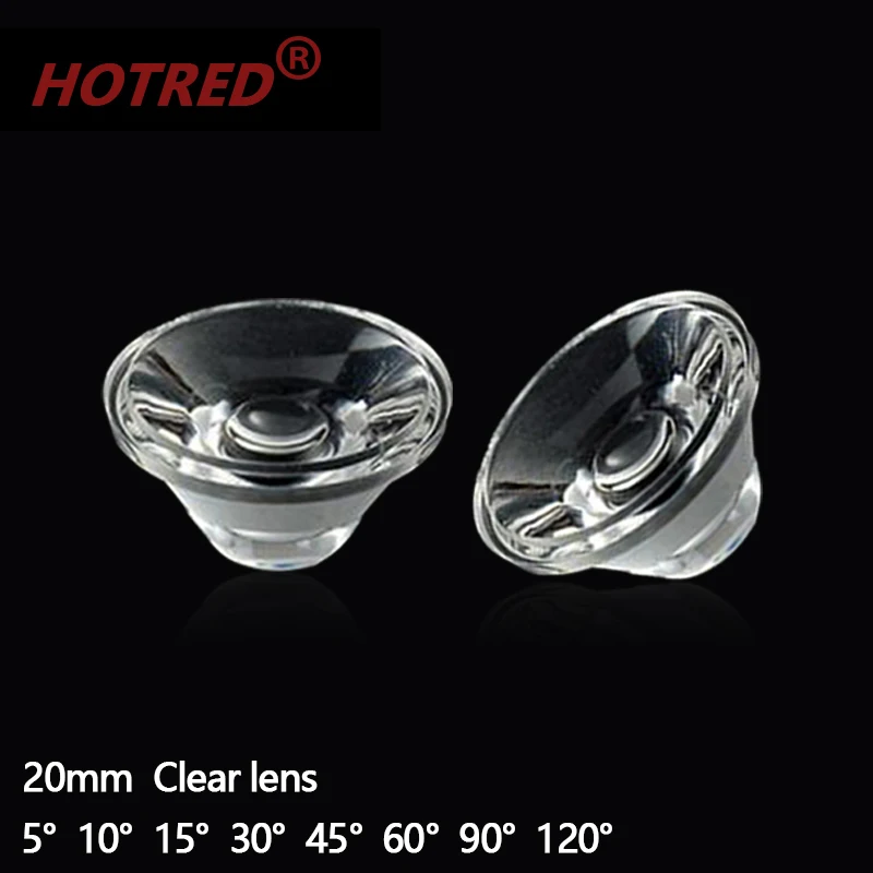 

50pcs 20mm 1W 3W 5W LED Clear Lens Optical PMMA Flat Transparent Clear Lenses 5 10 15 30 45 60 90 120 Degree For 1 3 5 Watt High