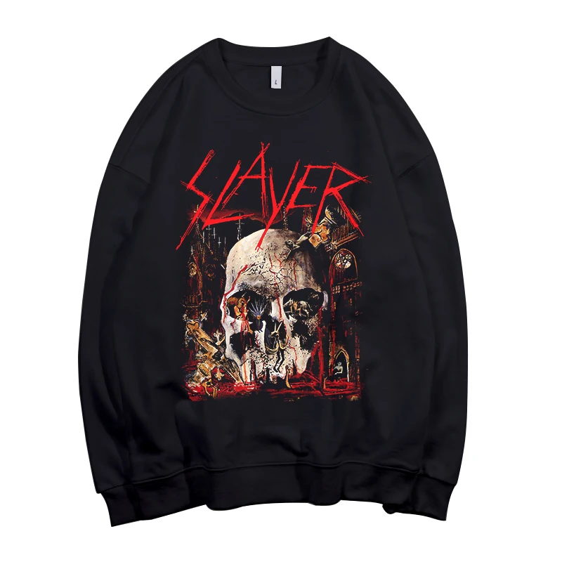 6 Дизайнов Slayer Pollover Толстовка Рок Толстовка тяжелый трэш металлическая группа sudadera уличная демонический череп флисовая верхняя одежда панк