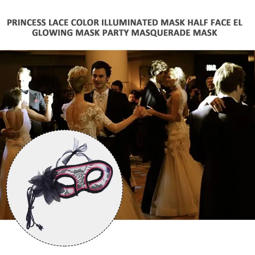 Creative Princess Lace Color Illuminated Mask Half Face EL Glow Mask Party Masquerade Mask Sound Control
