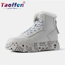 Taoffen/прогулочная обувь из натуральной кожи; женские зимние меховые модные кроссовки; Повседневная Популярная Повседневная обувь; прогулочная теплая женская обувь; Размеры 35-40