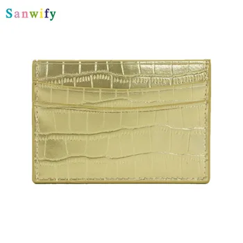 

Metal Color Crocodile Pattern Card Holder Men Women Leather Leather Credit Card Case Id Card Holder Wallet Coin Purse