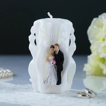 

Candle carved 10-11 cm "the bride and groom", White, handmade 4385197
