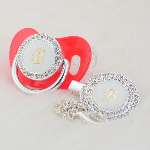 MIYOCAR bling имя инициалы Буквы B уникальный bling соска и соска клип BPA бесплатно пустышка bling уникальный дизайн LB-1 - Цвет: LB-5-1   6-18M