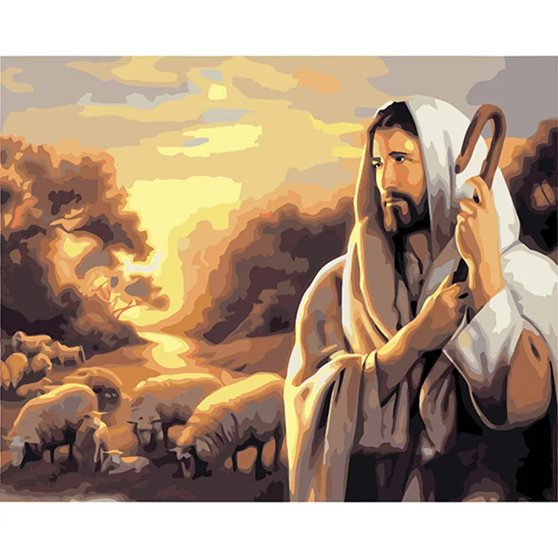 

Jesus Church Wall Art Pictures DIY Painting By Numbers Draw On Canvas Coloring By Number Acrylic Figure Oil Paintings Home Decor