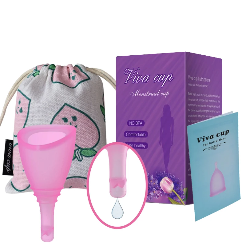 

1 set Menstrual Cup With Drain Valves Medical Silicone Menstrual Collector Super Soft Feminine Hygiene Period Cup Anti-side Leak