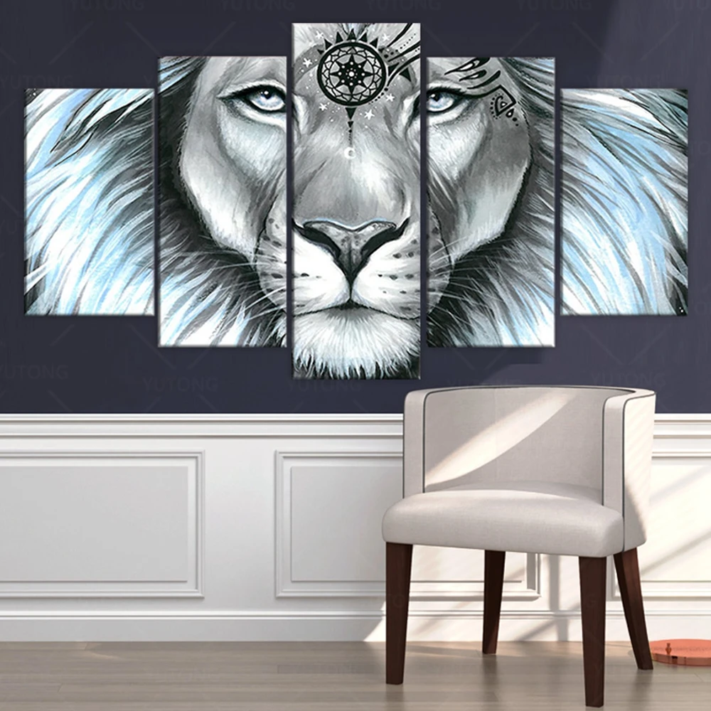Lion Galaxy Canvas Art Print for Wall Decor Painting 