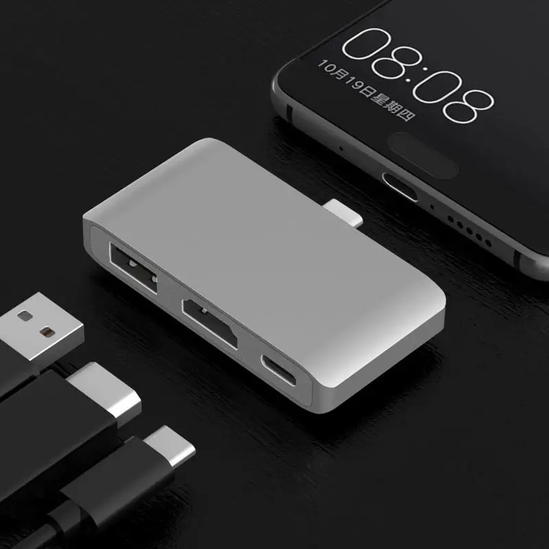 USB C концентратор для HDMI 4K Dex режим для samsung Galaxy S8/S9 Zend с PD USB 3,0 концентратор Thunderbolt USB-C док-станция для Macbook Pro(серебро