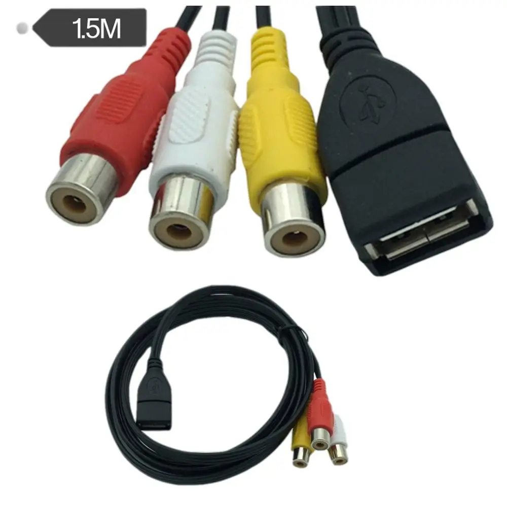 Usb A Femmina Presa A 3X Rca Phono Femmina Martinetti Video A/V Av Videocamera Adattatore Audio Video Cavo Set-Top Box Di Piombo 5Ft