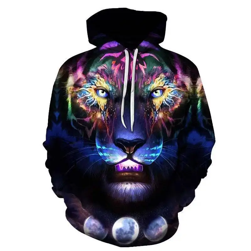

2019 New Cool Mens 3D HD Printed Tiger Sweatshirt Autumn Couple Pullovers Fashion Loose Hip Hop hoodie Factory Direct Sale