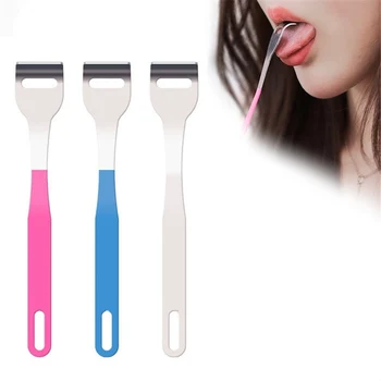 

1PC Tongue Cleaner Scraper Stainless Steel Mouth Brush For Dental Oral Care Fresh Breath Reusable 2.4cm * 14.8cm