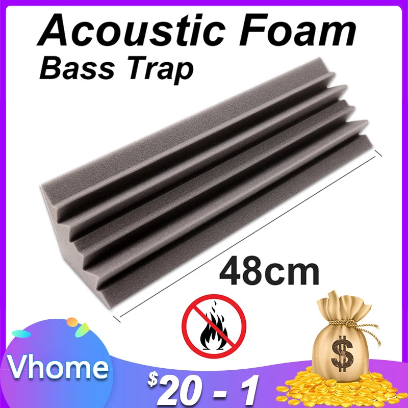 1pc 12 x 48 cm (4.7 4.7 18.8 in) Acoustic Foam Panel Bass Traps Sound Absorption Treatment | Дом и сад