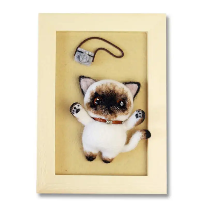 Незавершенный шерстяной войлочный Набор DIY кошачья рамка для фотографий, искусство, игольчатый Войлок набор для украшений материал ручной работы пакет - Цвет: E3
