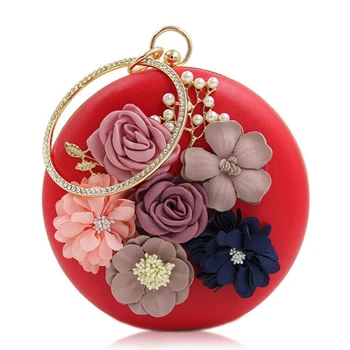 

Chic Women Evening Bag Round Flower Dinner Party Wedding Clutch Shoulder Handbag M5TE
