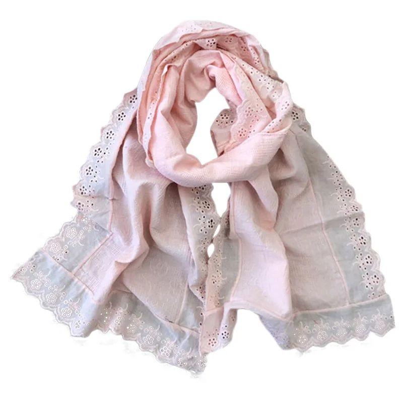 Женский осенне-зимний хлопчатобумажный шарф теплый однотонный льняной платок Обертывания морщин шарфы
