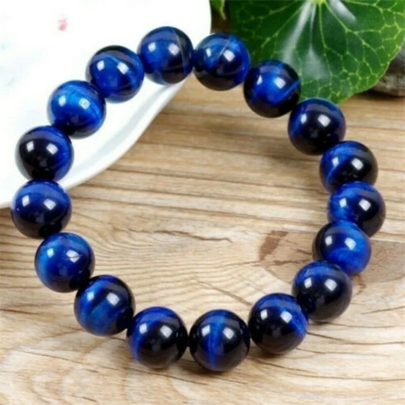 

1PC Men Blue Natural Stone Beads Charm Bracelet Tiger Eye Bracelets Jewelry