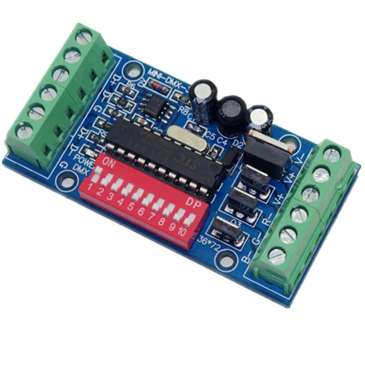 Лидер продаж СИД dmx постоянное Давление доска Ян MINI-DMX-3CH-V1 контроллер DC5-24V 15A
