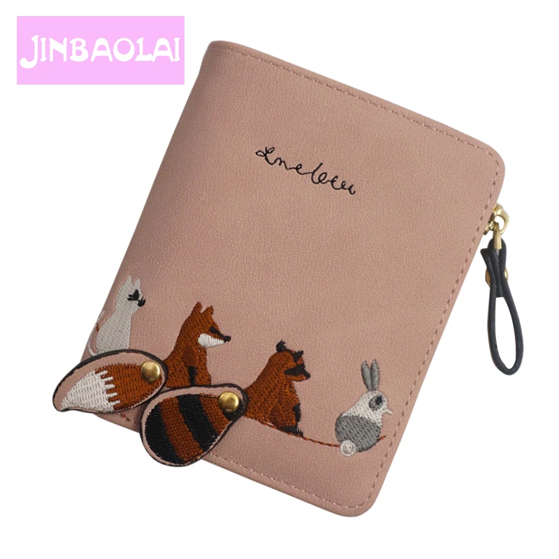 

High Quality Women's Wallet Lovely Cartoon Animals Short Leather Female Small Coin Purse Hasp Zipper Purse Card Holder For Girls