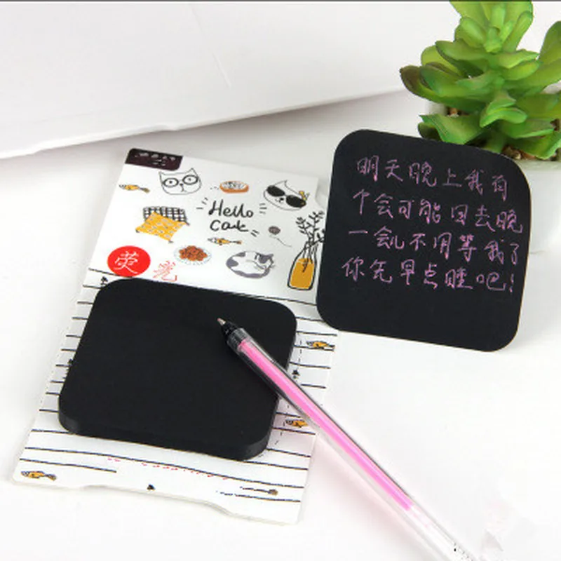 Новинка 2020 клейкие заметки черного цвета с флуоресцентной ручкой набор 50 листов